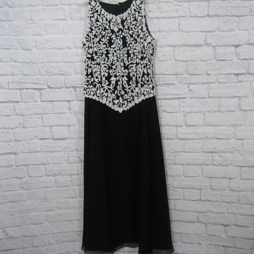 Formal Black and White Beaded Gown Size 4